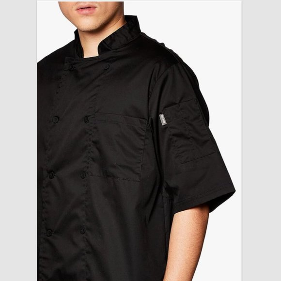 CHEF CODE Unisex Men's/Women's Cool Breeze S/S Chef Coat Size 2XL - Black NWT - Picture 2 of 3